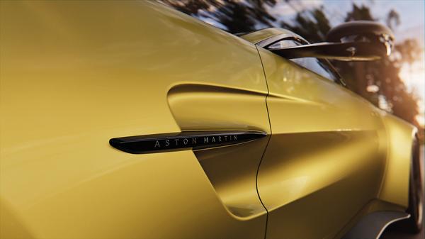 Yellow Aston Martin Vantage side vent strake