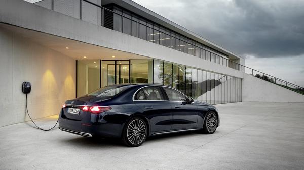 Dark Blue Mercedes-Benz E-Class Plug-in Hybrid on charge