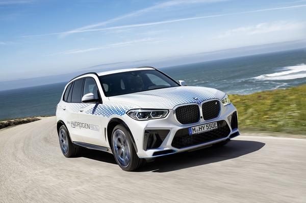 White BMW iX5 hydrogen fuel cell car