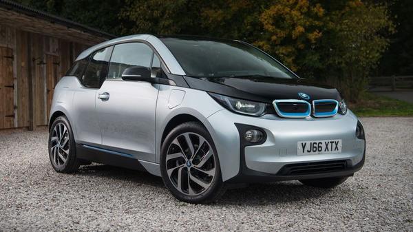 Silver and black BMW i3 electric car