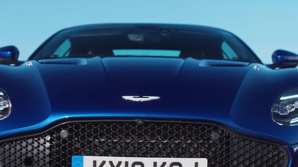 Close up of blue Aston Martin DBS