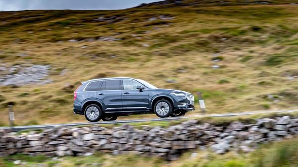 Grey Volvo XC90 driving through the Peak District