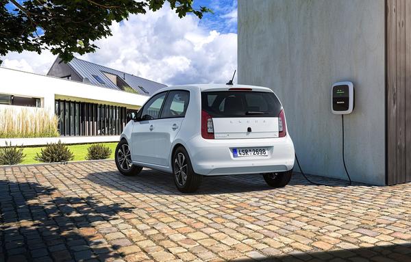 Electric car parked by a charging point