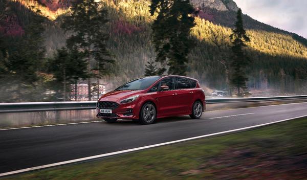 red Ford S-Max on the road