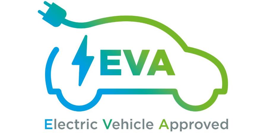 EVA scheme logo EVA scheme logo - a blue and green car outline with an electric bolt and plug design
