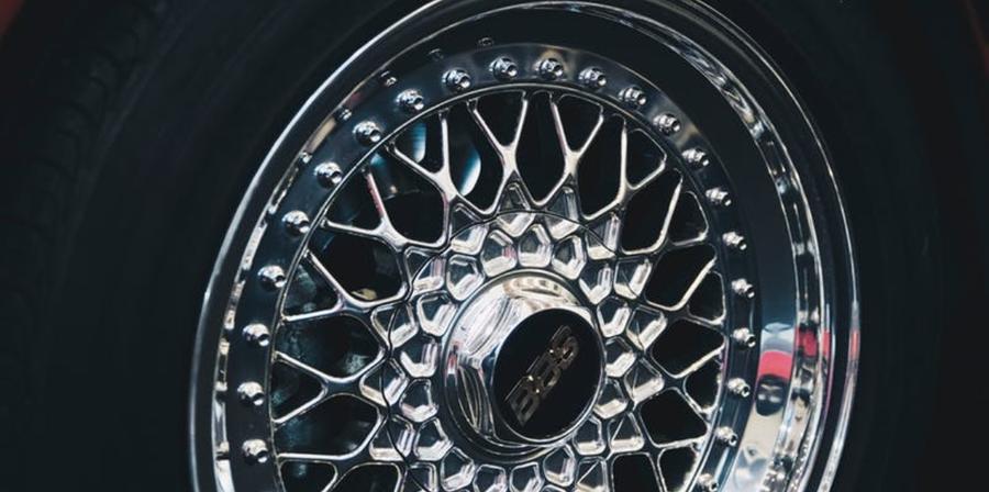 Close up of an alloy tyre