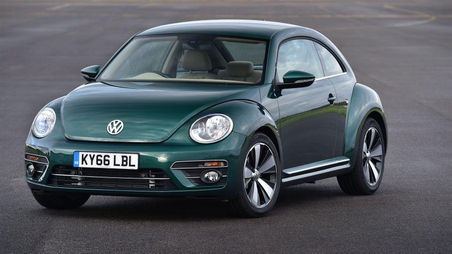 Volkswagen Beetle Close up of dark green Volkswagen Beetle