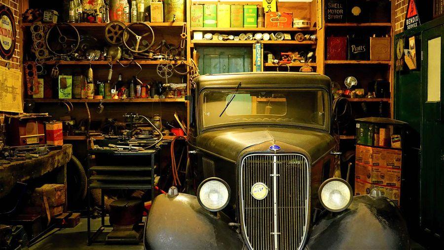 Used car parked in a garage