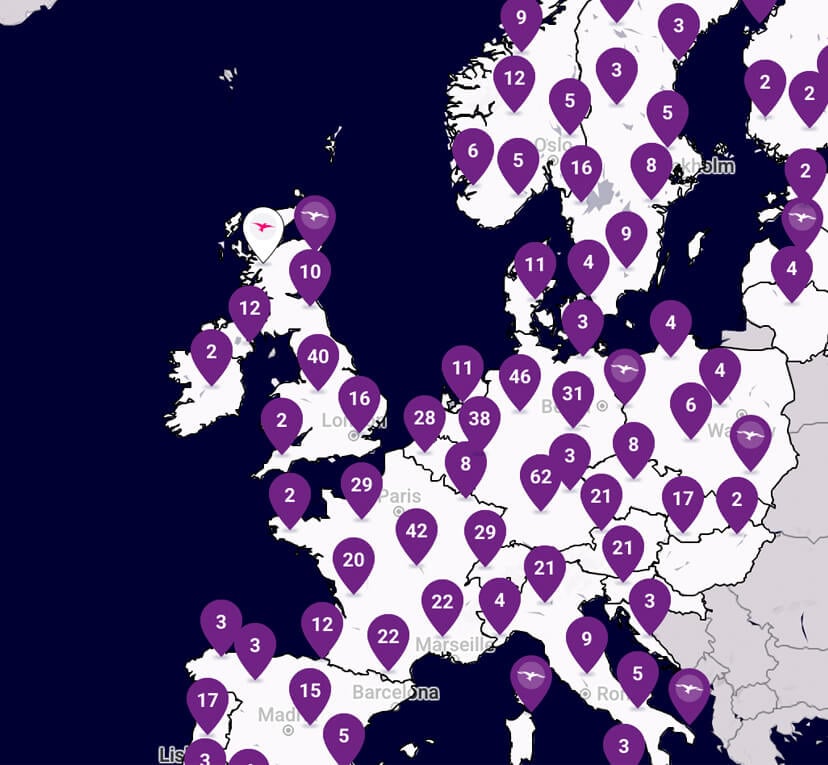 IONITY map of Europe charging network