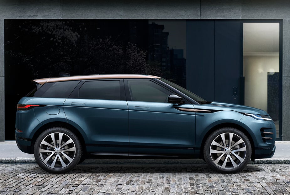 A side view of a Range Rover Evoque