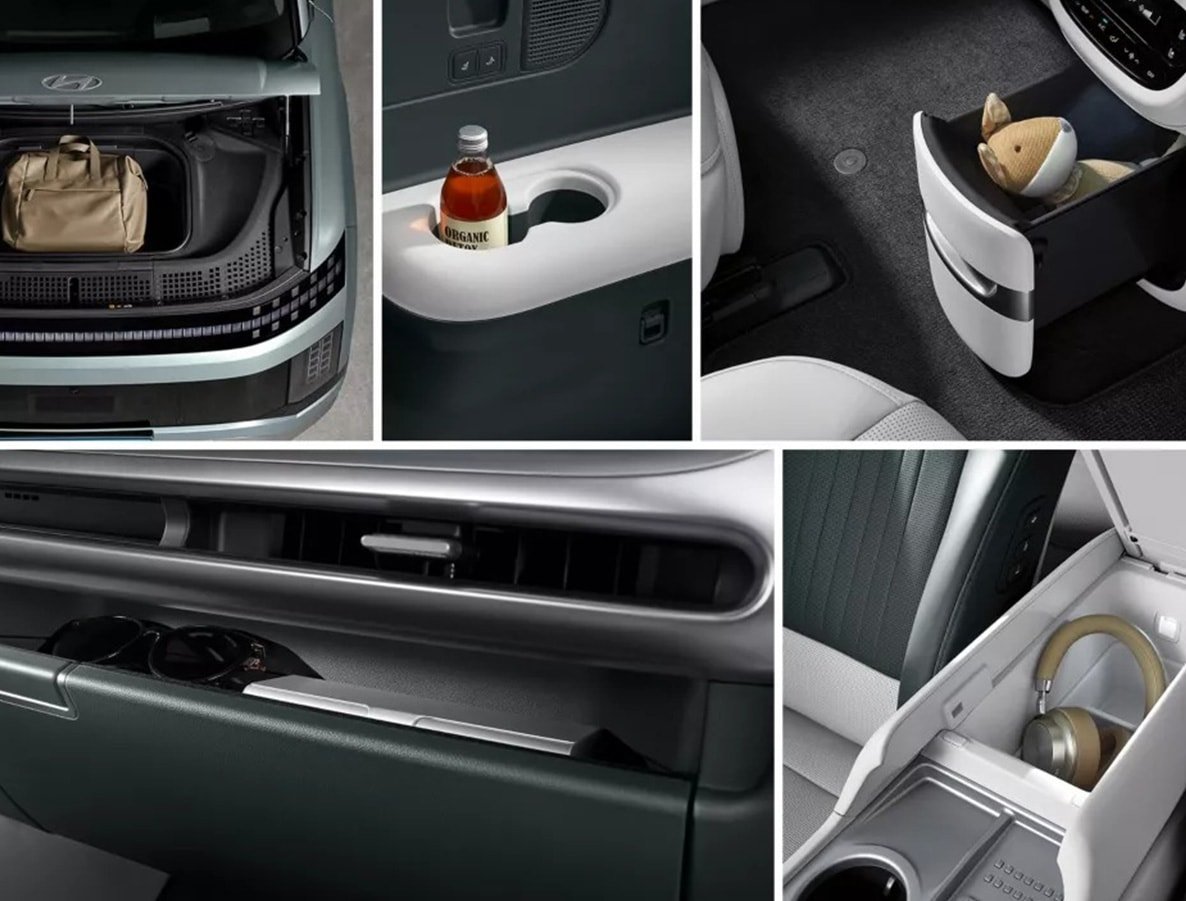 Collection of images showing the boot space and storage compartments of the IONIQ 9