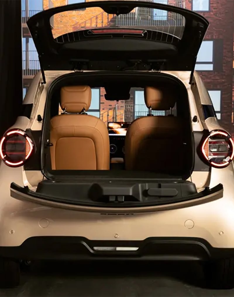 beige smart #2 rear with boot open