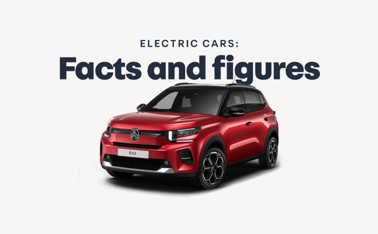 Facts and figures A picture with a red car with white background and text reading 'Electric cars: Facts and figures'