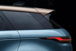 A close-up side view of the back of a Range Rover Evoque