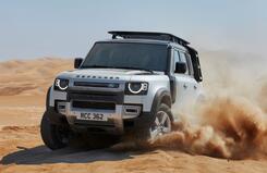 DEFENDER 110 front driving though sand