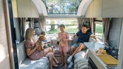 Adria Altea caravan internal image of family