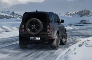 Defender 90 front view on road