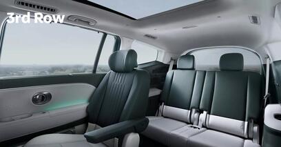 3rd row seats cream and blue seats