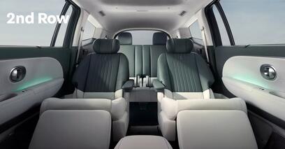 2nd row seats cream and blue seats