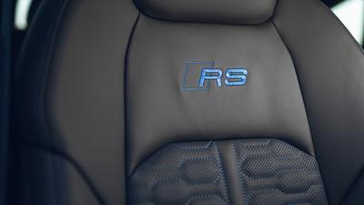 Blue Audi RS 7 Performance seat detail