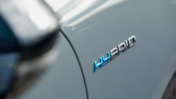 Grey Peugeot 508 estate hybrid badge